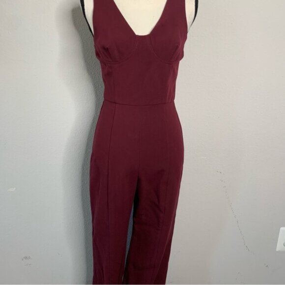 Black Halo Burgundy Wide Leg Jumpsuit - Picture 9 of 13